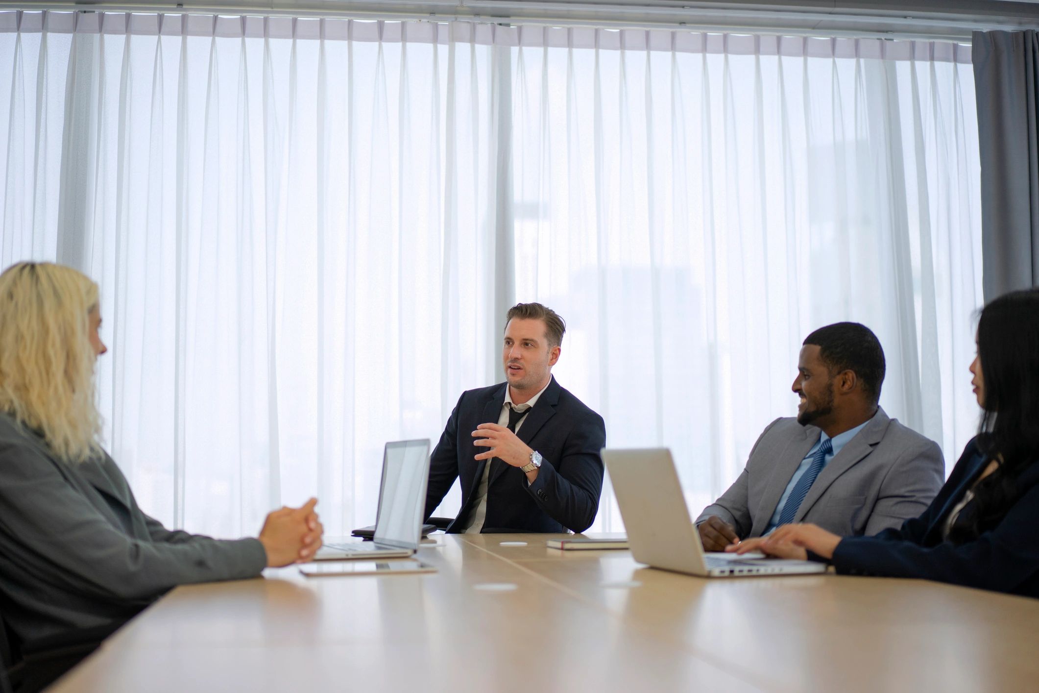 Cyber security team meeting in a conference room