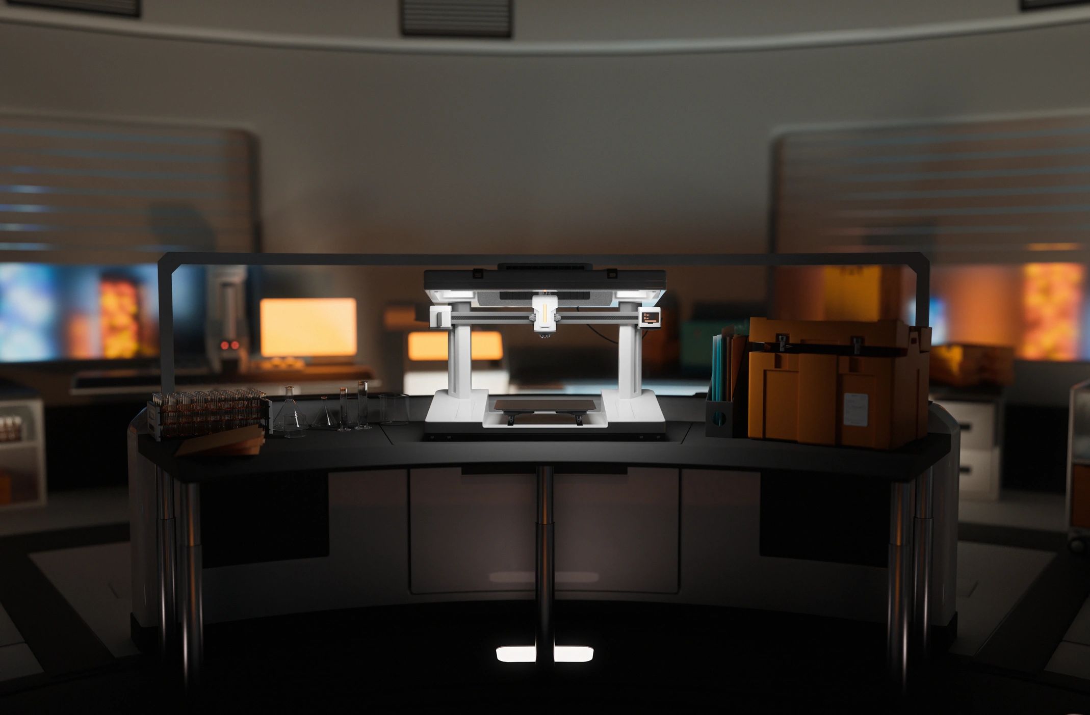 Technology equipment in a dark research facility